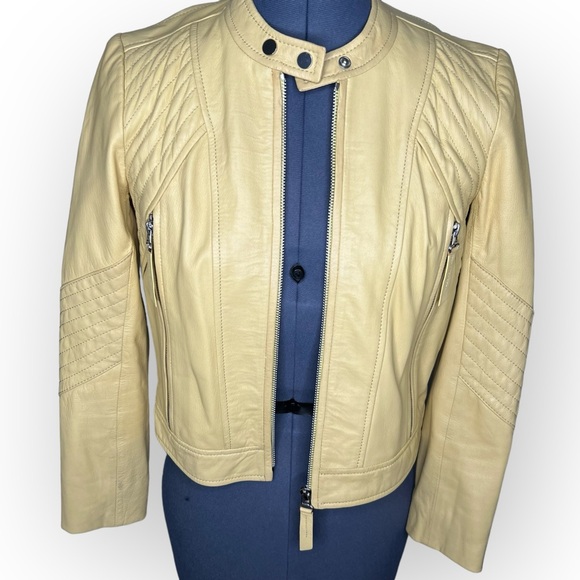 Rebecca Taylor Yellow Lamb Leather Jacket - Picture 2 of 14